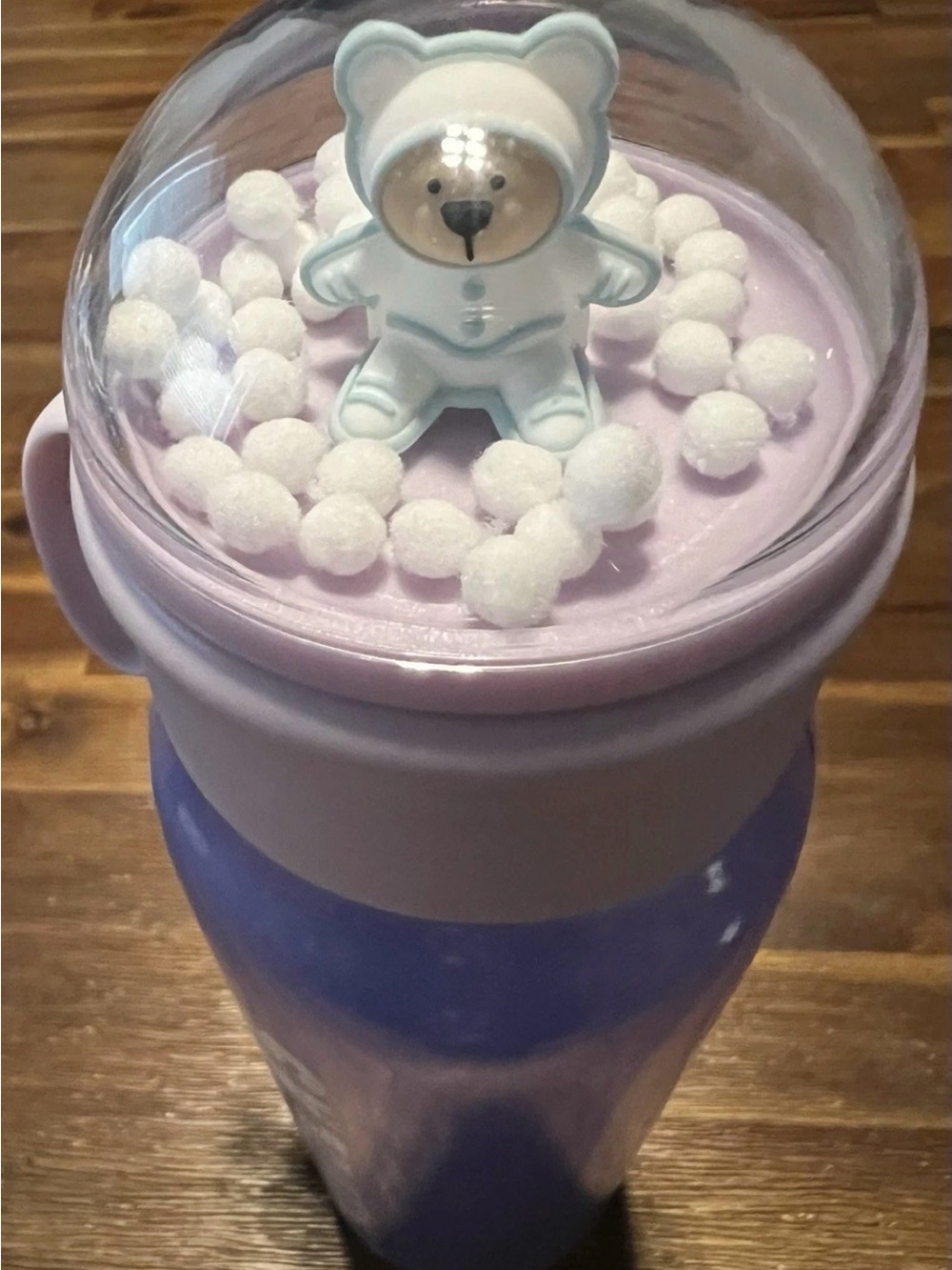 Starbucks Holiday Bear Snow Globe Bottle Tumbler Cup 24oz w/Magnetic Lid Charm